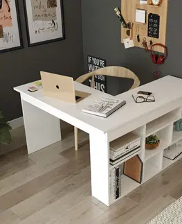 Kancelářské a psací stoly Psací stůl TELE bílá