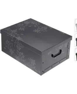 Úložné boxy Úložný box s víkem Ornament 51 x 37 x 24 cm, černá