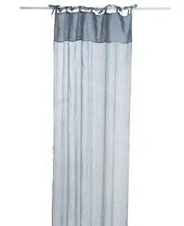 Záclony Modrý bavlněný voál / záclona na zavazování - 140*290cm J-Line by Jolipa 71663