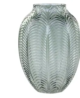 Dekorativní vázy Zelená skleněná dekorační váza Leaf  -  Ø 18*25cm Chic Antique 74016221 (74162-21)
