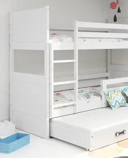 Postele BMS Dětská patrová postel s přistýlkou RICO 3 | bílá 80 x 190 cm Barva: Bílá
