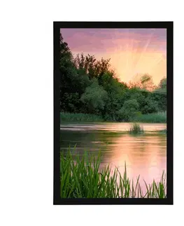 Příroda Plakát východ slunce u řeky