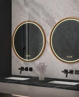 Koupelnová zrcadla REA Zrcadlo LED 60cm MMJ BRUSH ROSE GOLD HOM-05506