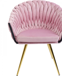 Jídelní židle KARE Design Růžová polstrovaná židle s područkami Knot