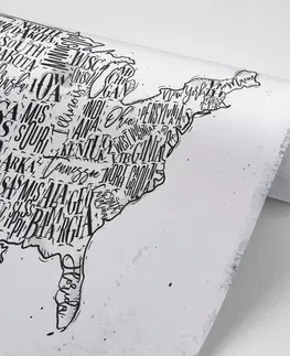 Samolepící tapety Samolepící tapeta šedá mapa USA s jednotlivými státy