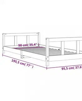Dětské pokoje Dětská postel černá 90 x 190 cm masivní borové dřevo