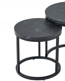 Konferenční stolky Odkládací stolek 2 ks DEION Dekorhome Černý mramor