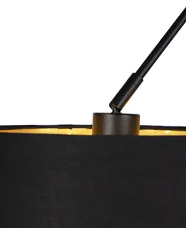 Zavesna svitidla Závěsná lampa s bavlněnými odstíny černé se zlatem 35 cm - Blitz II černá