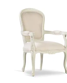 Luxusní jídelní židle Estila Luxusní barokní jídelní židle M-Vintage z masivního dřeva bílé barvy 96cm