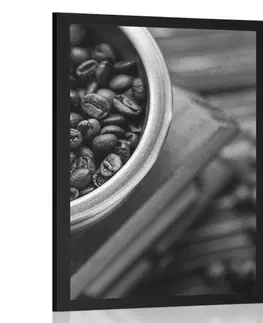 S kuchyňským motivem Plakát vintage mlýnek na kávu v černobílém provedení