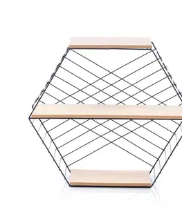 Regály a poličky Homede Police Hexagon Alva přírodní, 51 x 17 x 45 cm