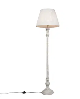 Stojaci lampy Chytrá stojací lampa šedá s bílým skládaným stínidlem včetně Wifi A60 - Classico