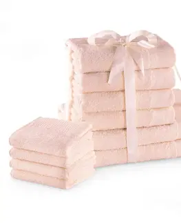 Ručníky Sada bavlněných ručníků AmeliaHome AMARI 2+4+4 ks světle růžová, velikost 2*70x140+4*50x100+4*30x50