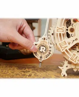 Dřevěné hračky RoboTime 3D dřevěné mechanické puzzle Soví hodiny