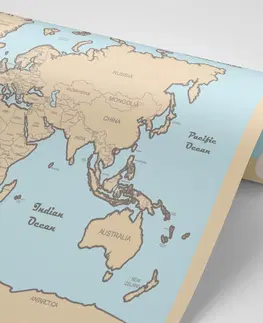Samolepící tapety Samolepící tapeta mapa světa s béžovým okrajem