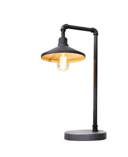 Industriální stolní lampy ACA Lighting stolní lampa 1XE27 černá+zlatá kovová 34X22XH56CM PIPE AR4171T56BG