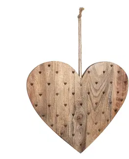 Prkénka a krájecí desky Dřevěné prkénko ve tvaru srdce a se srdíčky - 38*40*2 cm Clayre & Eef 6H2302