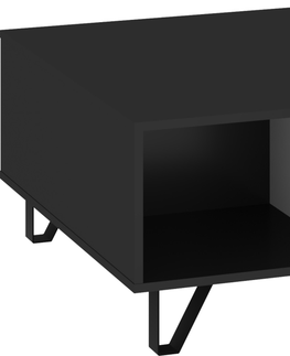 Konferenční stolky Konferenční stolek PRUDHOE 2D, černá/bílý lesk, 5 let záruka