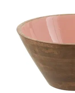 Mísy a misky Dřevěná miska s růžovým vnitřkem Enamell medium - ∅ 24*11,5cm J-Line by Jolipa 1639