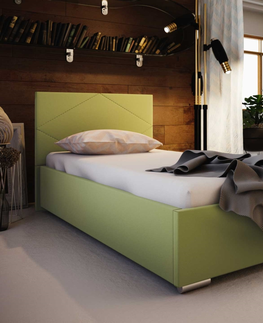 Postele Čalouněná postel DANGELO 5 90x200 cm, zelená látka