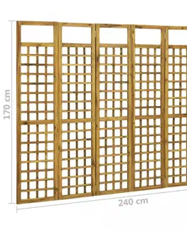 Paravány Paravan akáciové dřevo / treláž Dekorhome 200x170 cm (5-dílný)