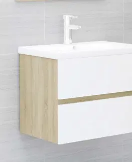 Koupelnové skříňky Skříňka pod umyvadlo 60 cm Dekorhome Dub sonoma / bílá
