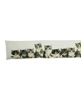 Dekorační polštáře Bílý bavlněný dlouhý polštář s koťátky Kittens - 90*20*10cm Mars & More GKTKKT