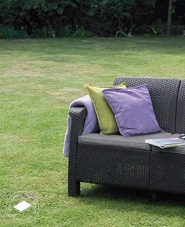 Zahradní židle a křesla DEOKORK Zahradní ratanová pohovka 2-místná CORFU LOVE SEAT (antracit)