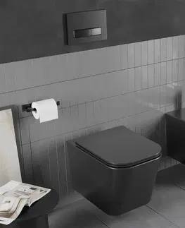 Záchody MEXEN/S Teo Závěsná WC mísa černá mat včetně sedátka soft-close duroplastu, černá lesk 30850685