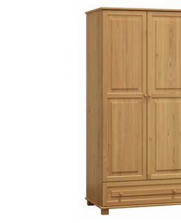 Šatní skříně Skříň kombinovaná 2D BHAGIRA 1, šíře 90 cm, masiv borovice, moření: olše