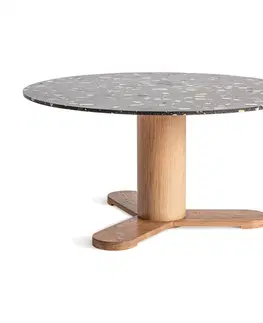 Designové a luxusní jídelní stoly Estila Art deco kulatý jídelní stůl Budhir z kamene černý 150cm