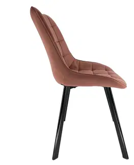 Židle Ak furniture Prošívaná čalouněná velurová židle Algate pudrově růžová