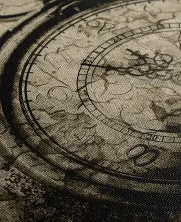 Černobílé obrazy Obraz starožitné hodiny v sépiovém provedení