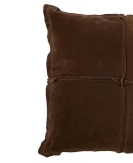 Dekorační polštáře Hnědý kožený polštář s výplní - 45*45cm J-Line by Jolipa 94180