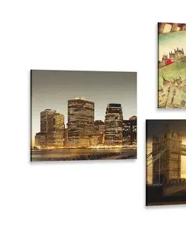 Sestavy obrazů Set obrazů tajuplné města
