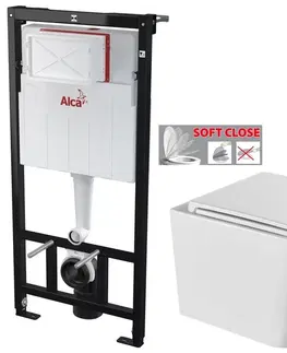 Záchody ALCADRAIN Sádromodul předstěnový instalační systém bez tlačítka + WC INVENA FLORINA WITH SOFT, včetně soft/close sedátka AM101/1120 X FL1
