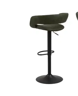 Barové židle Dkton Designová barová židle Natania olivově zelená a černá