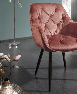 Luxusní jídelní židle Estila Retro designové hnědé čalouněné křeslo Milano s područkami 84cm