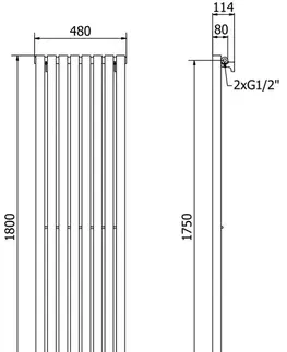 Radiátory MEXEN Nevada otopný žebřík/radiátor 1800 x 480 mm, 940 W, černý W201-1800-480-00-70