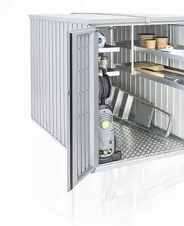 Úložné boxy Biohort Multifunkční úložný prostorný box Minigaráž  (stříbrná metalíza) Minigaráž (3 krabice)