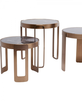 Konferenční stolky KARE Design Konferenční stolek Perelli - mosazný (set 3 kusů)