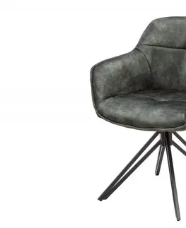 Luxusní jídelní židle Estila Moderní zelená sametová židle Marmol s černými nohami z kovu 82cm