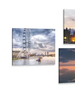 Sestavy obrazů Set obrazů noční romantický Londýn