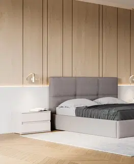 Postele 3kraft Dvoulůžková čalouněná postel Lily 160x200 se zvedacím roštem šedá