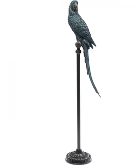 Dekorativní předměty KARE Design Socha Papoušek na bidýlku Tyrkysový 116cm