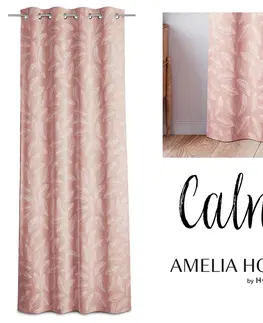 Záclony Závěs AmeliaHome Calm s průchodkami 140x250 pudrově růžový