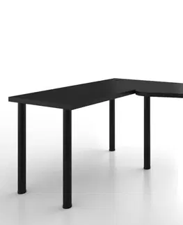 Herní stoly Expedo Počítačový rohový stůl MOOD L, 200/135x73-76x65, černá, levý