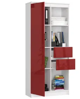 Šatní skříně Ak furniture Skříň Rexa II 80 cm bílá/červená