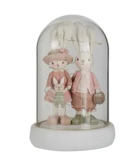 Velikonoční dekorace Dekorace králičí dívka a chlapec v poklopu - 12*12*18 cm J-Line by Jolipa 4093