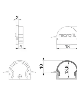 Profily Light Impressions Reprofil koncovka R-ET-01-12 sada 2 ks šedá 27 mm 979551